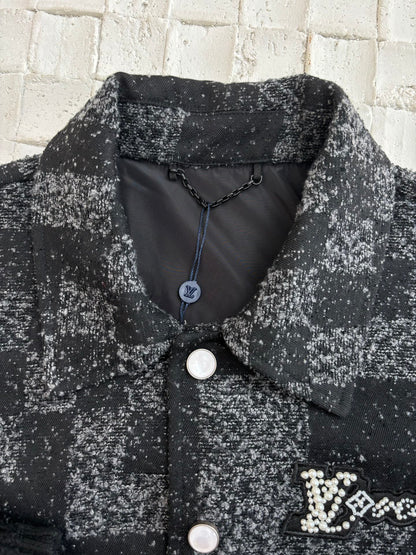 250624 New high-quality checkerboard camouflage jacquard baseball jacket