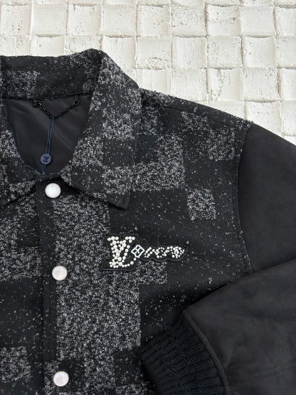 250624 New high-quality checkerboard camouflage jacquard baseball jacket