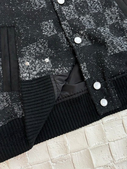 250624 New high-quality checkerboard camouflage jacquard baseball jacket