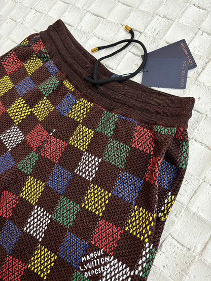 250624 New color checkerboard embossed jacquard knitted shorts