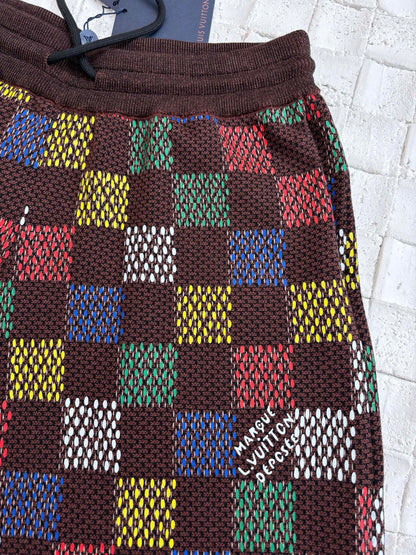 250624 New color checkerboard embossed jacquard knitted shorts