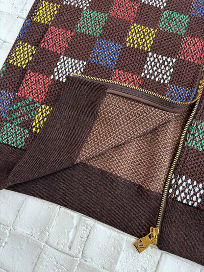 250624 A new high-quality colored checkered embossed jacquard knitted suit jacket