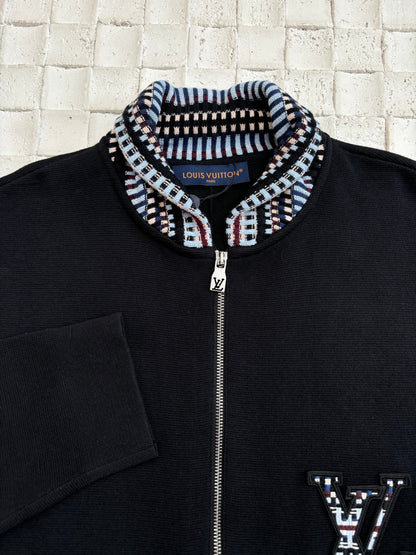 250624 A new high-quality checkered collar knitted pilot jacket
