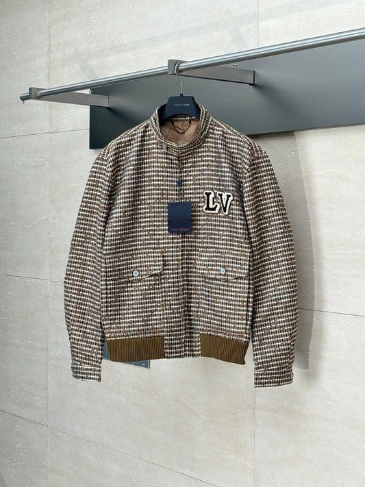 250624 New high-quality checkered beaded embroidered baseball jacket