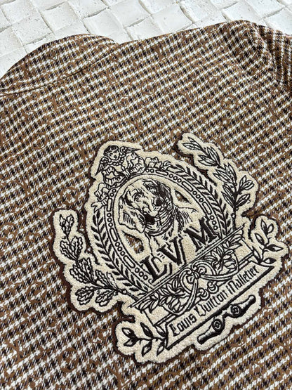 250624 New high-quality checkered beaded embroidered baseball jacket