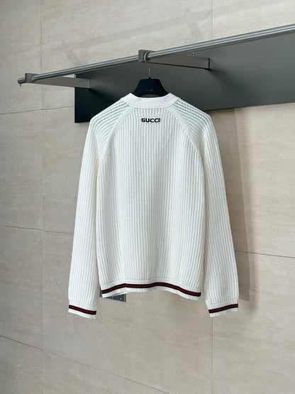 250624 New high-quality woven ribbon hollowed-out knitted cardigan