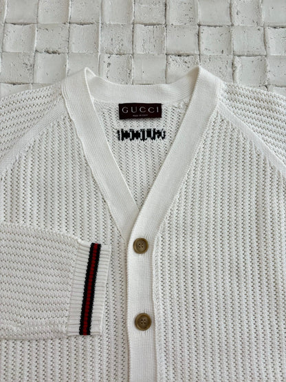 250624 New high-quality woven ribbon hollowed-out knitted cardigan