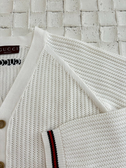250624 New high-quality woven ribbon hollowed-out knitted cardigan