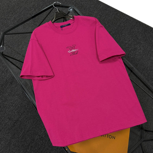 250624 New high-quality beaded embroidery T-shirt
