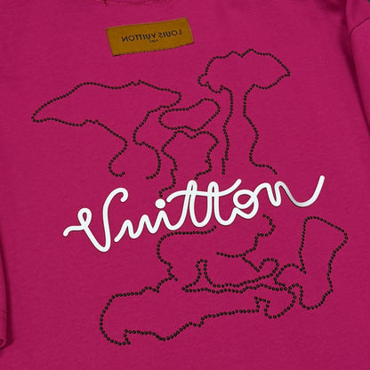 250624 New high-quality beaded embroidery T-shirt