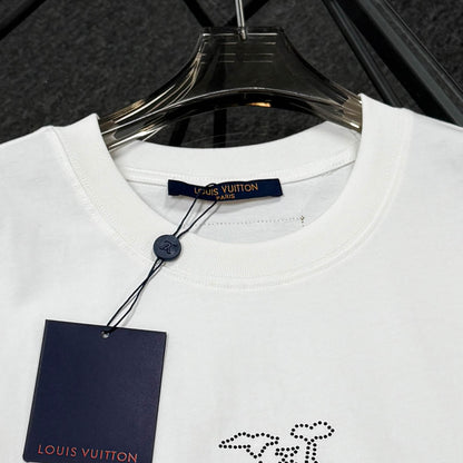 250624 New high-quality beaded embroidery T-shirt