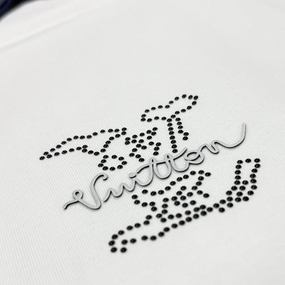250624 New high-quality beaded embroidery T-shirt