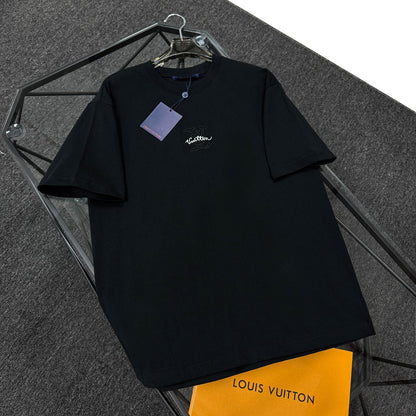 250624 New high-quality beaded embroidery T-shirt