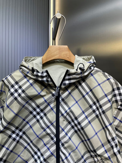 250722 A new top-of-the-line double-sided checkered long-sleeved hooded jacket