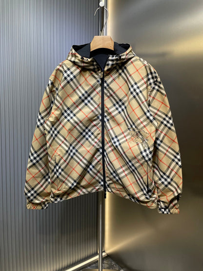 250722 A new top-of-the-line double-sided checkered long-sleeved hooded jacket