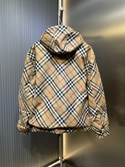 250722 A new top-of-the-line double-sided checkered long-sleeved hooded jacket