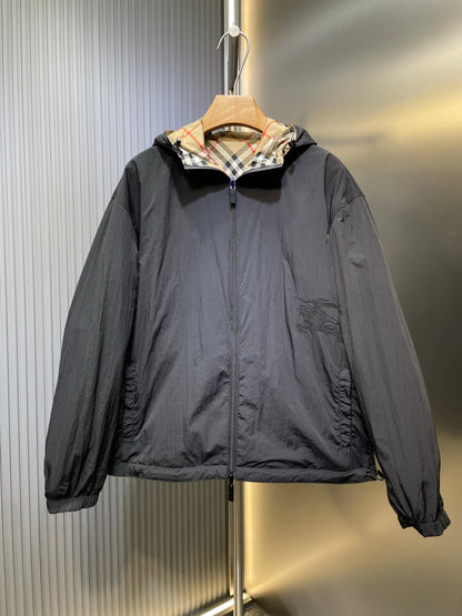 250722 A new top-of-the-line double-sided checkered long-sleeved hooded jacket