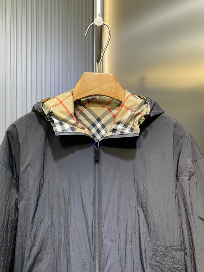 250722 A new top-of-the-line double-sided checkered long-sleeved hooded jacket