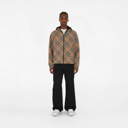 250722 A new top-of-the-line double-sided checkered long-sleeved hooded jacket