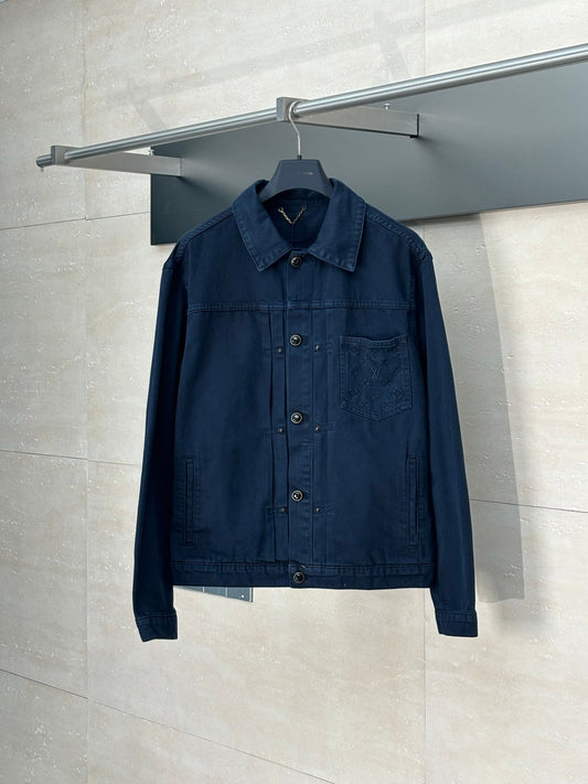 250722 A new high-quality pocket embroidered jacquard denim jacket