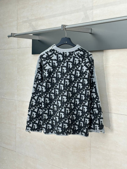 250722 A new high-quality full-print contrasting jacquard knitted pullover sweater