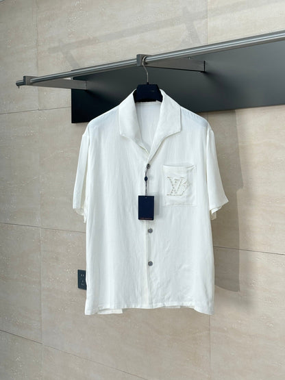 250722 New high-quality cotton and linen embroidered short-sleeved shirts