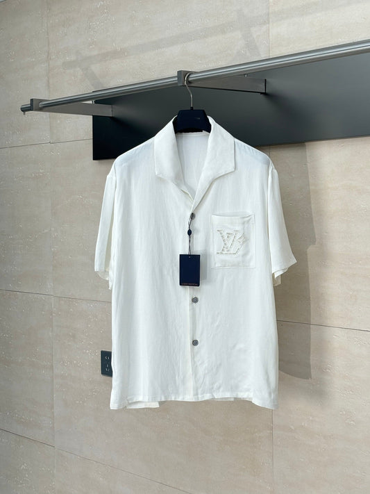250722 New high-quality cotton and linen embroidered short-sleeved shirts