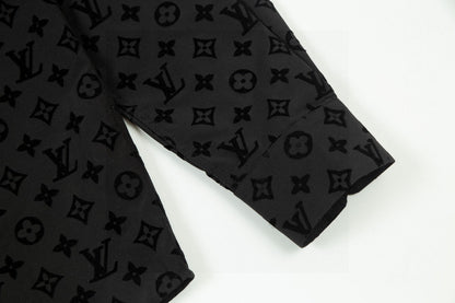 250722 New high-quality classic dark-patterned jacquard long-sleeved shirt