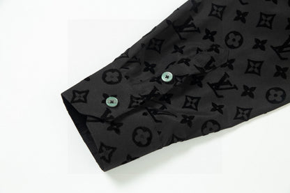 250722 New high-quality classic dark-patterned jacquard long-sleeved shirt
