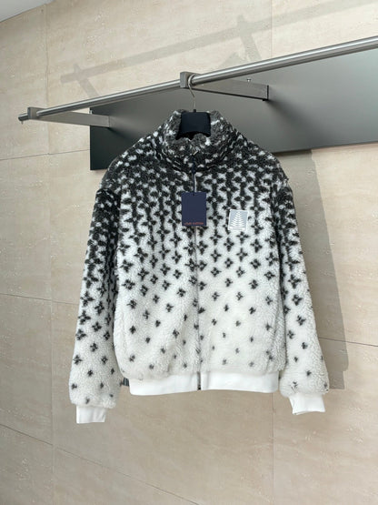 250722 A new high-quality ski series gradient color-blocked long-sleeved fleece jacket