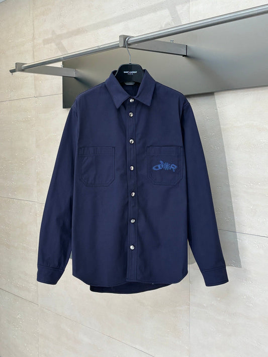 250722 New high-quality custom fabric embroidered long-sleeved shirt