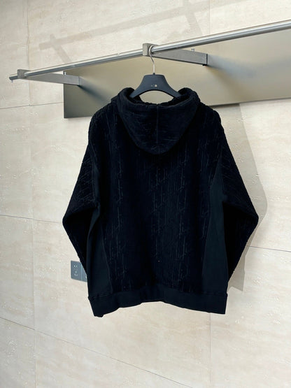 250722 New high-quality, fully printed jacquard letter towel cotton hooded sweatshirt