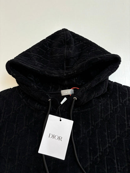 250722 New high-quality, fully printed jacquard letter towel cotton hooded sweatshirt