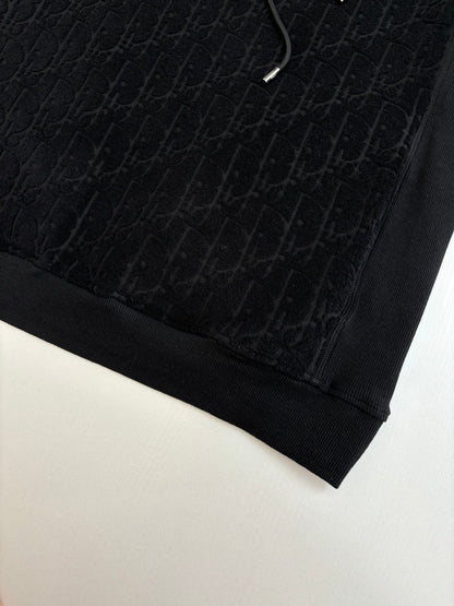 250722 New high-quality, fully printed jacquard letter towel cotton hooded sweatshirt