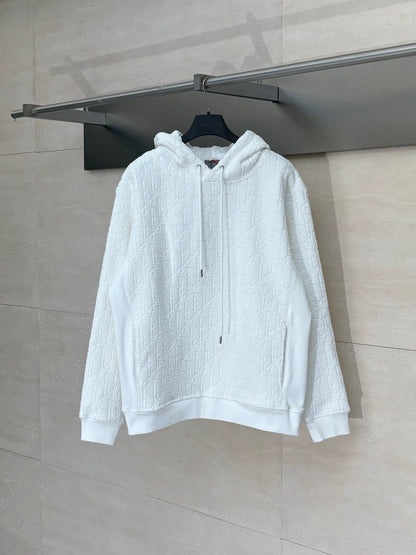 250722 New high-quality, fully printed jacquard letter towel cotton hooded sweatshirt