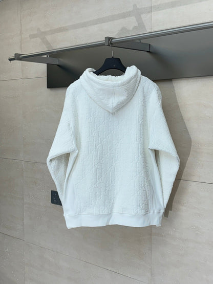 250722 New high-quality, fully printed jacquard letter towel cotton hooded sweatshirt