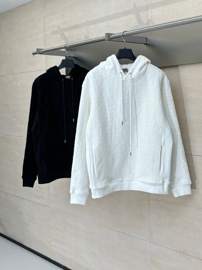 250722 New high-quality, fully printed jacquard letter towel cotton hooded sweatshirt