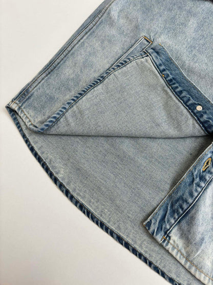 250722 New high-quality washed, aged and embossed long-sleeved denim shirt