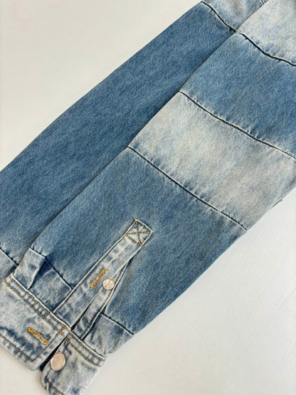 250722 New high-quality washed, aged and embossed long-sleeved denim shirt