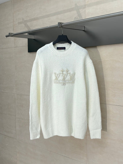 250722 New high-quality embroidered pearl logo knitted sweater