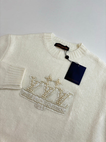 250722 New high-quality embroidered pearl logo knitted sweater