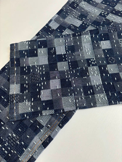250722 New high-quality checkered tattooed denim trousers