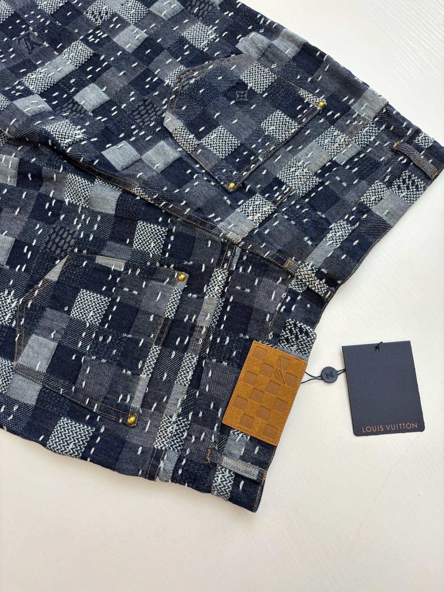 250722 New high-quality checkered tattooed denim trousers