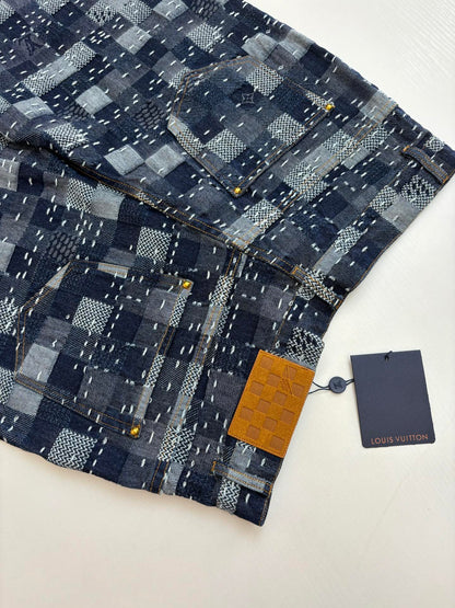 250722 New high-quality checkered tattooed denim trousers