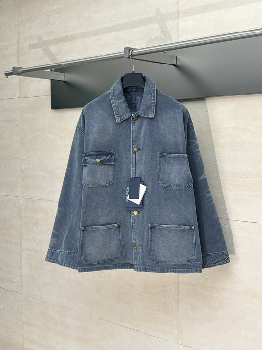 250722 A new high-quality checkered tattooed denim jacket