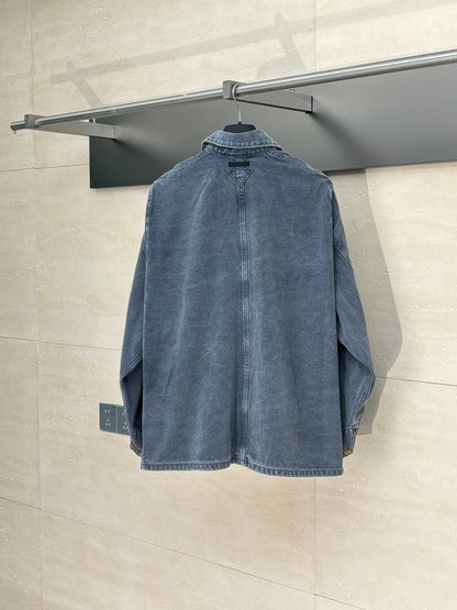 250722 A new high-quality checkered tattooed denim jacket