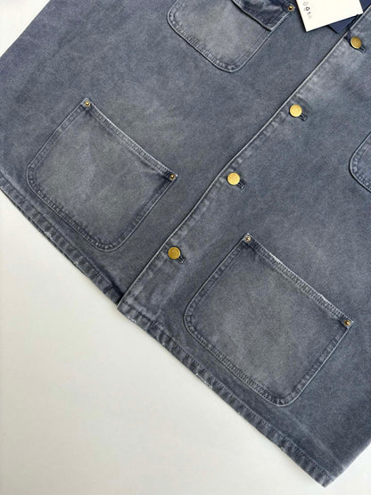250722 A new high-quality checkered tattooed denim jacket