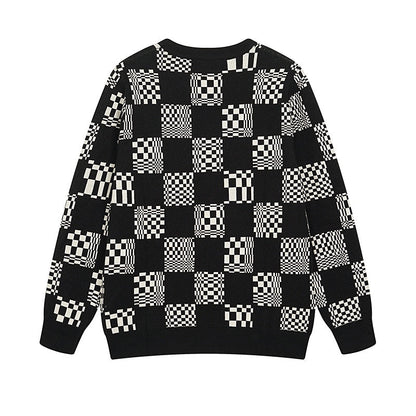 250729 New high-quality checkered couple round-neck sweaters