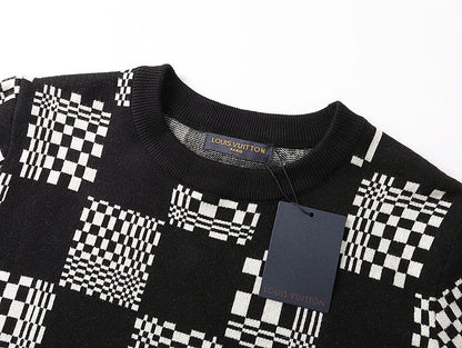 250729 New high-quality checkered couple round-neck sweaters