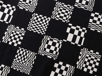 250729 New high-quality checkered couple round-neck sweaters